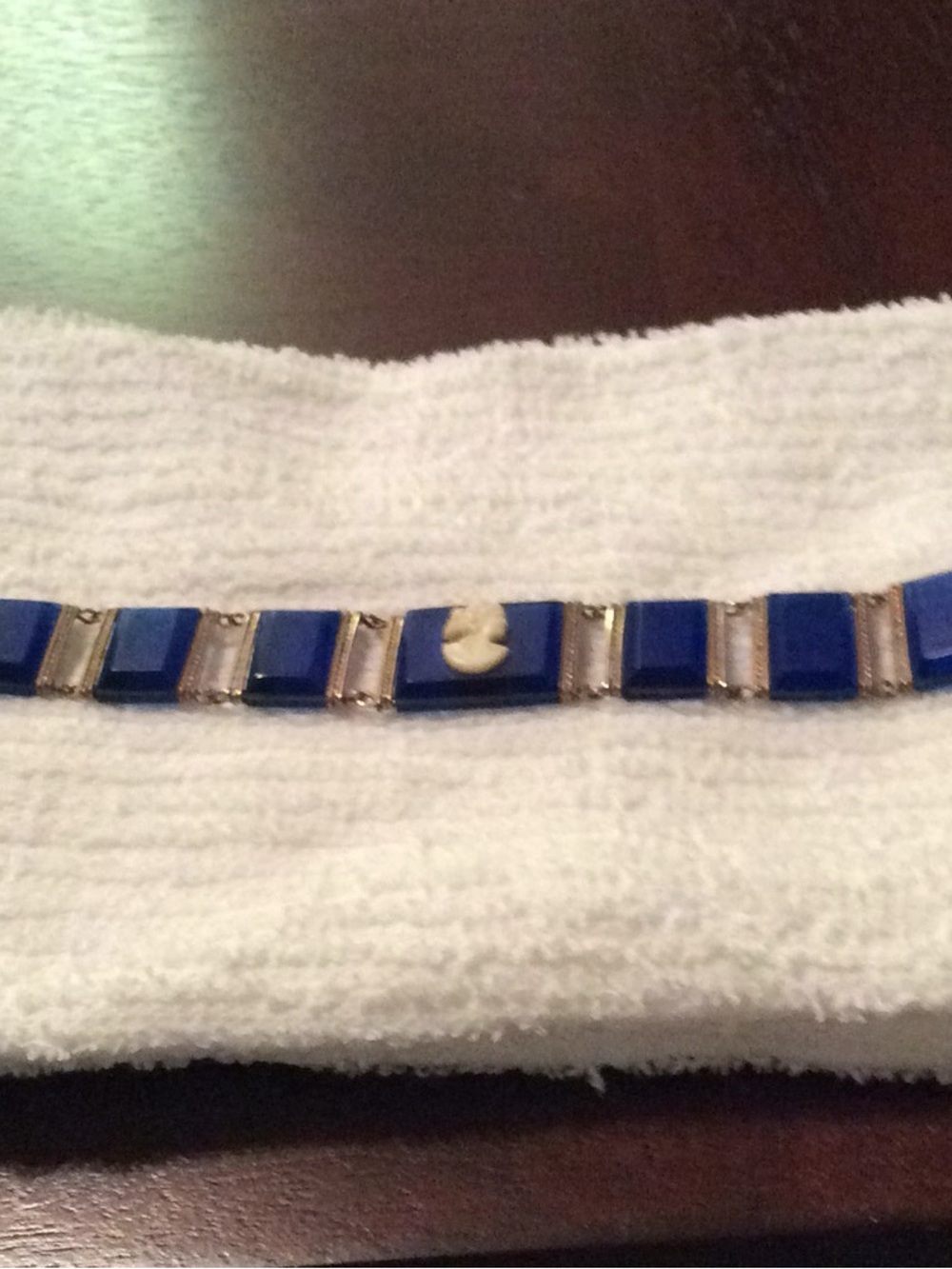 Vintage 1950s Blue Moonglow Lucite Panel Link Bracelet
